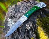 Handmade Damascus Folding Blade | Best for Hunting | Survival | Camping | Comes with sheath