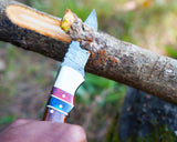 Damascus Folding Knife - Handmade knife - Best for Survival and Camping - Comes with the sheath