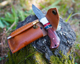Damascus Folding Knife - Handmade knife - Best for Survival and Camping - Comes with the sheath