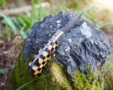 Premium Handmade Damascus Knife - Checkered Wooden Handle - Best for hunting, survival and camping