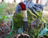 Premium Damascus Folding Knife – EDC Pocket Knife for Hunting and survival - Bone & Red Wood Handle - Comes with sheath
