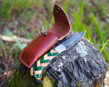 Premium Damascus Folding Knife - Sharp Blade pocket knife - Best for Camping and Hunting - Comes with the sheath