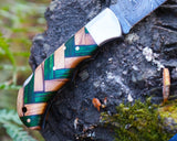 Premium Damascus Folding Knife - Sharp Blade pocket knife - Best for Camping and Hunting - Comes with the sheath
