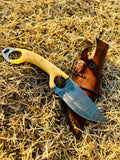 Premium Handmade Damascus Fixed Blade Knife – Bone Handle | Hunting, Camping & Survival Tool with Sheath