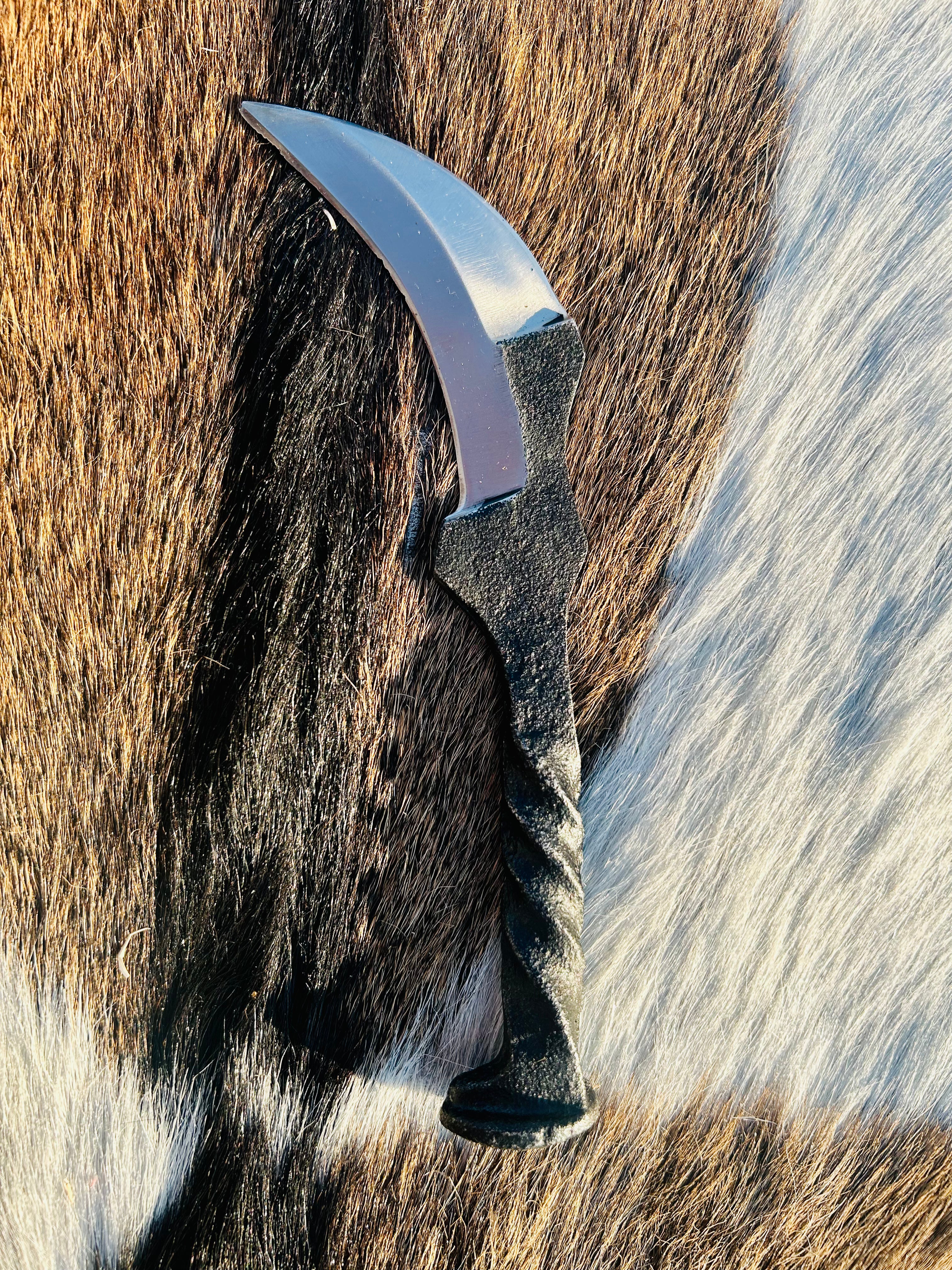 Karambit Railroad Spike Knife - Best Handmade Spike Knife for Hunting - Carbon handle