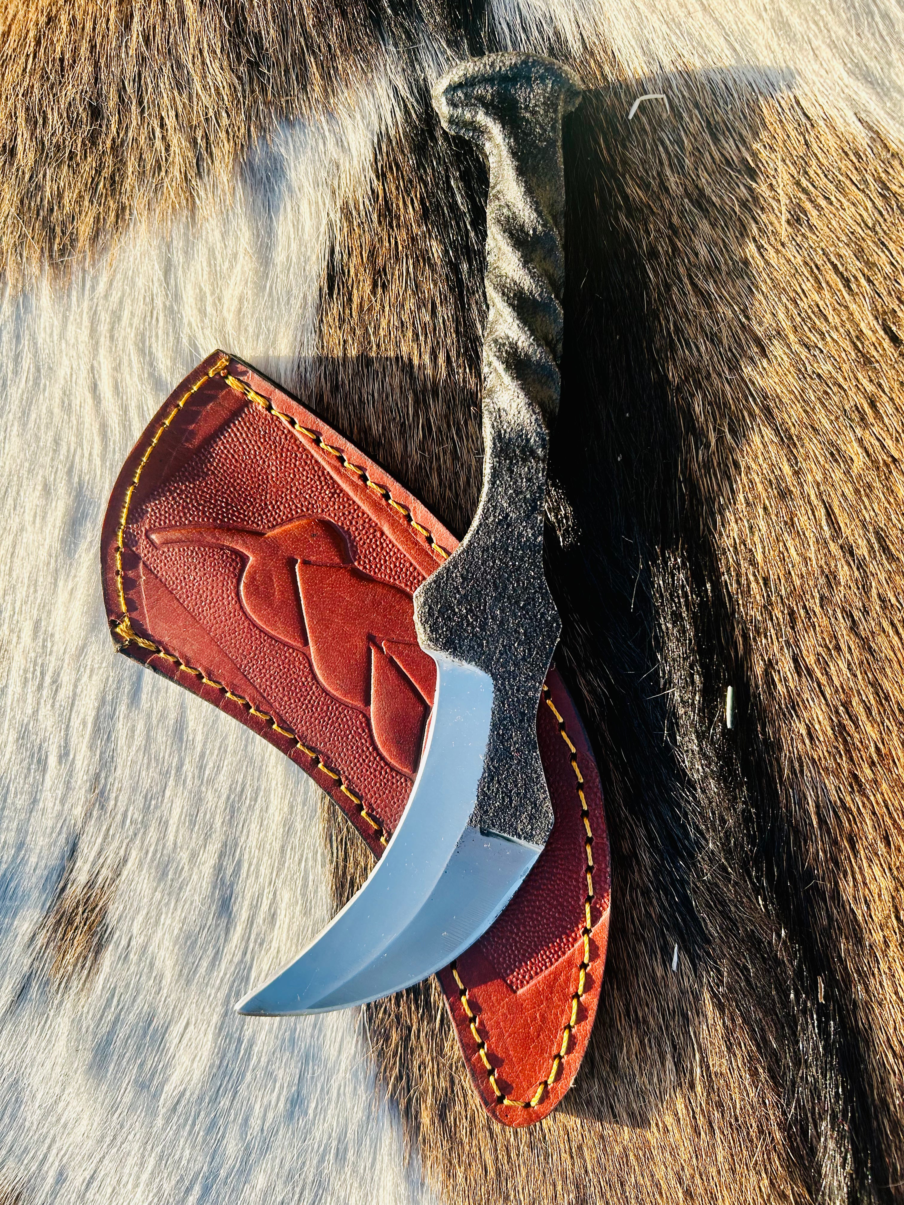 Karambit Railroad Spike Knife - Best Handmade Spike Knife for Hunting - Carbon handle