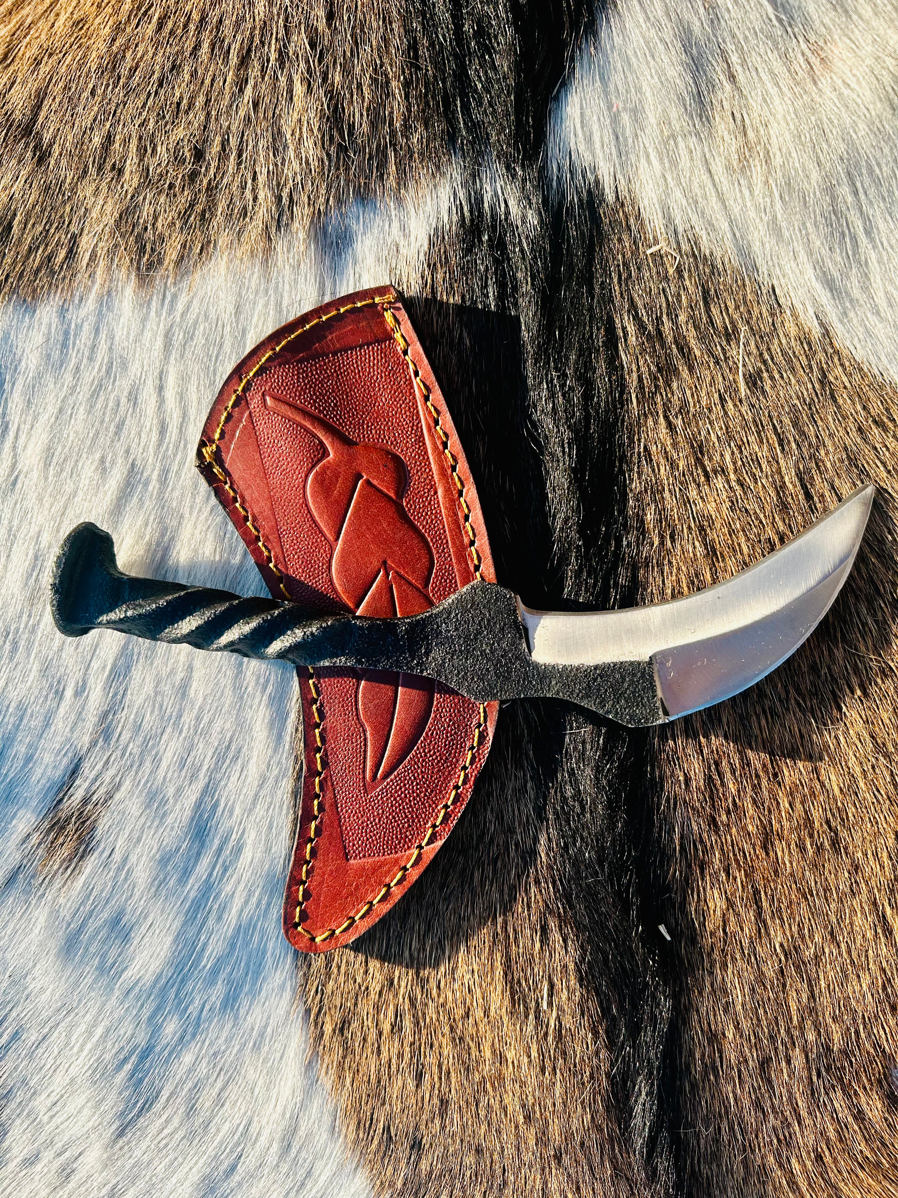 Karambit Railroad Spike Knife - Best Handmade Spike Knife for Hunting - Carbon handle