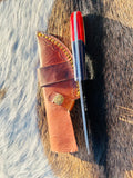 Cowboy Church Premium Damascus Fixed Blade with Texas Handle - Best for Survival and Camping - Ready to use - Comes with Sheath