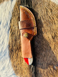 Cowboy Church Premium Damascus Fixed Blade with Texas Handle - Best for Survival and Camping - Ready to use - Comes with Sheath