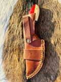 Cowboy Church Premium Damascus Fixed Blade with Texas Handle - Best for Survival and Camping - Ready to use - Comes with Sheath
