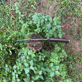 Tikau Kukri knife chopping wood outdoors, showcasing its survival and hunting capability”