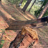 Traditional handmade cleaver knife from Nepal closeup look of shining blade