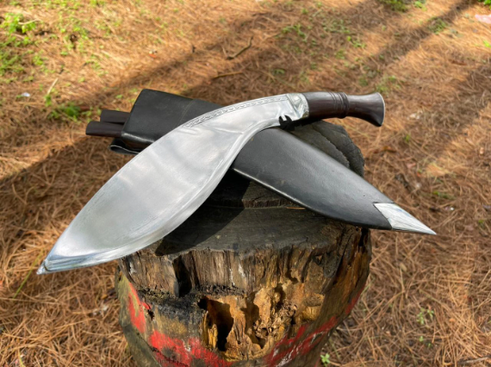 12.5 inch Flat belly Bhojpuri Khukuri , Historical Mirror polished kukri , Hand Forged Knife, Spring Leaf blade Ready to use kukri knife,