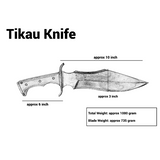 Specification of Hand-forged 5160 steel blade of 10-inch Tikau Kukri knife showing sharp edge and curved belly