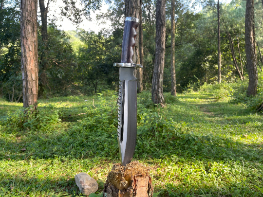12 inch Rescue Rambo knife, cleaver machete, Balance oil tempered, Ready to use hand forged knives, Fixed blade knife, Gift for Him