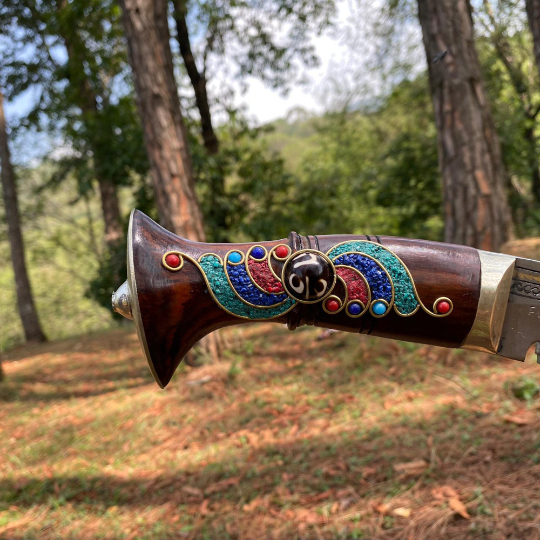10 inch Farmer 3 Chirra Kukri knife handle with decorative design