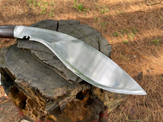 12.5 inch Flat belly Bhojpuri Khukuri , Historical Mirror polished kukri , Hand Forged Knife, Spring Leaf blade Ready to use kukri knife,
