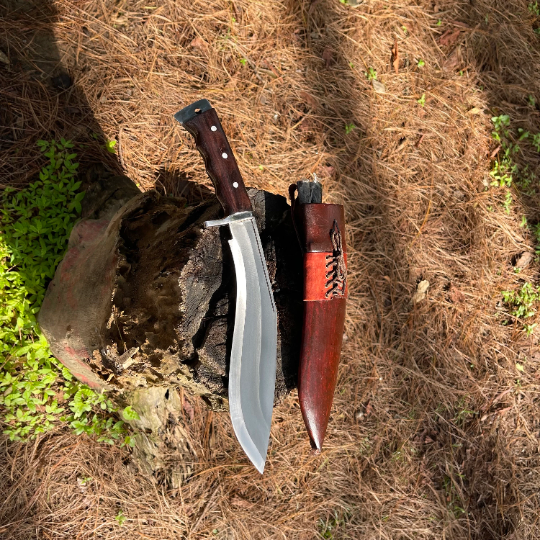 11 inch Handmade Spring steel khukuri knife, Tactical Full tang kurki knife, Hunting knives, Roosewood Handle, Hand forged blade