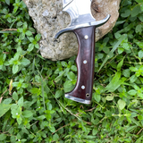 Rosewood handle of Tikau Kukri knife with full tang construction for secure grip