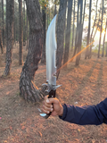 Hand forged 13 inch bowie knife | Highly Graded Carbon Steel | Machete Survival Tools | Full Tang Using knife | Balanced Water Tempered