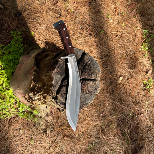 11 inch Handmade Spring steel khukuri knife, Tactical Full tang kurki knife, Hunting knives, Roosewood Handle, Hand forged blade