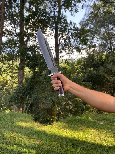 12 inch Rescue Rambo knife, cleaver machete, Balance oil tempered, Ready to use hand forged knives, Fixed blade knife, Gift for Him