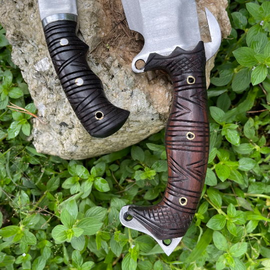 Handle of bajyu handmade machete and small machete used for easy and heavy task like camping, chopping woods.