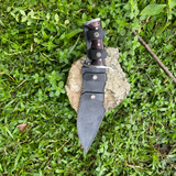 10-inch Tikau Kukri knife hand-forged from 5160 steel with rosewood handle and leather sheath