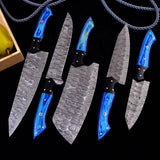HANDMADE DAMASCUS STEEL CHEF KNIFE SET KITCHEN KNIVES CHEF SET full tang