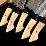 Custom Handmade FORGED DAMASCUS STEEL CHEF KNIFE Set Kitchen Knives Cutlery
