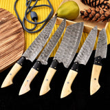 Custom Handmade FORGED DAMASCUS STEEL CHEF KNIFE Set Kitchen Knives Cutlery