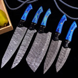HANDMADE DAMASCUS STEEL CHEF KNIFE SET KITCHEN KNIVES CHEF SET full tang
