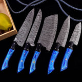 HANDMADE DAMASCUS STEEL CHEF KNIFE SET KITCHEN KNIVES CHEF SET full tang
