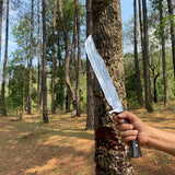 12 inch Hand forged Bushcraft Knife, Hand forged Bushcraft Knife, 5160 leaf spring Khukuri, Balance water tempered, Ready to use,