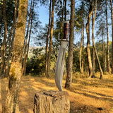 15 inches Blade Bowie knife, Hand forged Bushcraft Knife, 5160 leaf spring Khukuri, Balance water tempered, Sharpen, Ready to use,