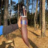 15 inches Blade Bowie knife, Hand forged Bushcraft Knife, 5160 leaf spring Khukuri, Balance water tempered, Sharpen, Ready to use,