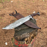 12‑inch hand‑forged seax bushcraft knife with full‑tang blade