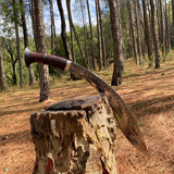 Traditional knife with a wooden handle Salyani kukri with travel gear for outdoor survival setup