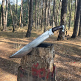 17 inch Blade kukri machete, Hand forged Bowie knife, Jeep Leaf Spring, Balance water tempered, full tang-Sharpen, Ready to use