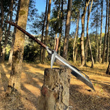 41" Hand-Forged Survival Machete | Full Tang Bushcraft Knife | Viking Style Woodcutting Blade | Custom Outdoor Tool | Ready to Use