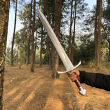 24 inch Hand forged Viking Sword | Truck Leaf Spring using blade | Survival Tools, Tactical Spear Sword, Full tang  | Ready to use