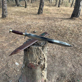 19 Inch Hand forged Sword | Tactical Hand Forged Blade | Traditional Handmade Viking Sword | Full Tang Truck Leaf spring blade
