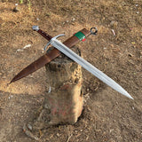 24 inch Hand forged Viking Sword | Truck Leaf Spring using blade | Survival Tools, Tactical Spear Sword, Full tang  | Ready to use