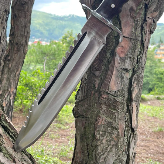 Custom 12 inch Rescue Rambo knife, cleaver machete, Balance oil tempered, Ready to use hand forged knives, Fixed blade knife, Gift for Him