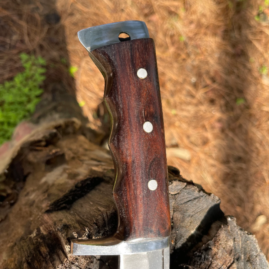 11" Handmade Spring steel khukuri knife, Tactical Full tang kurki knife, Hunting knives, Roosewood Handle, Hand forged blade